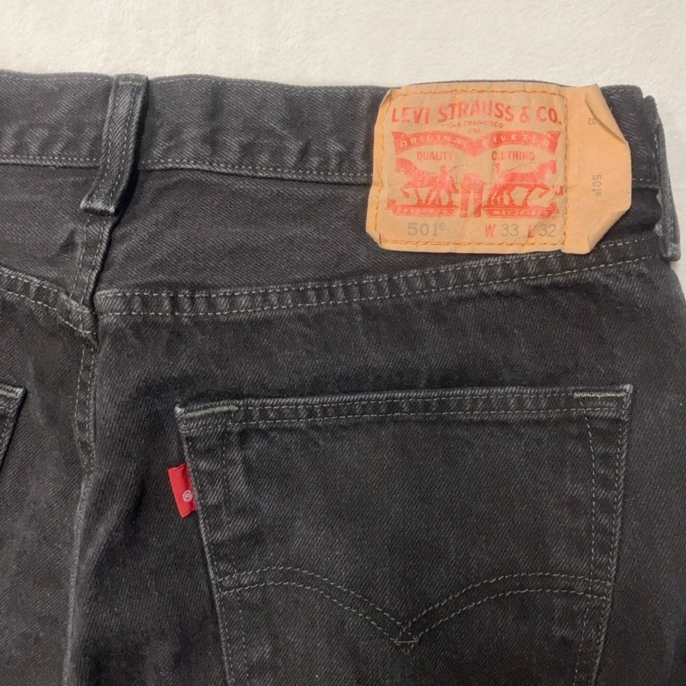 Levi's 501 Jeans Men 32x33 (Fit 32x25) Black Straight Denim Button Fly Vtg Style